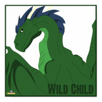 Cool Green Dragon Blue Hair Wild Child posters