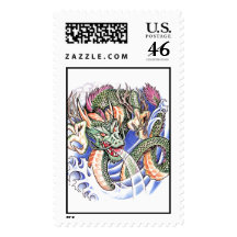 Cool Green Oriental Dragon tattoo Stamps