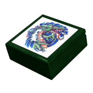 Cool Green Oriental Water Dragon Jewelry Box