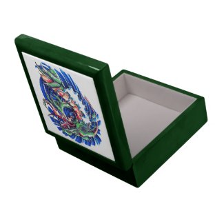 Cool Green Oriental Water Dragon Jewelry Box