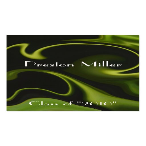 Cool Green Swirl Class of Senior Graduation Card Business Card