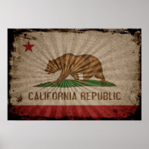 Cool Grunge California Flag Posters