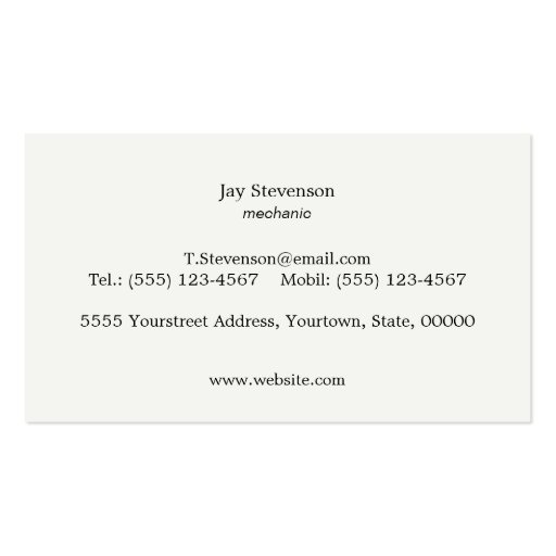Cool Handyman and Mechanic Red Wrench Business Card Templates (back side)