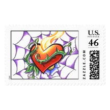 Cool Heart Thorn and Spider Web tattoo Stamps