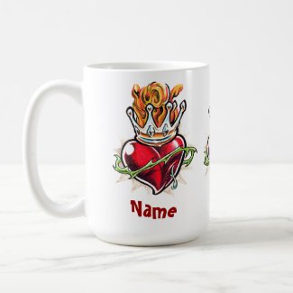 Cool Heart with Crown and name tattoo mug