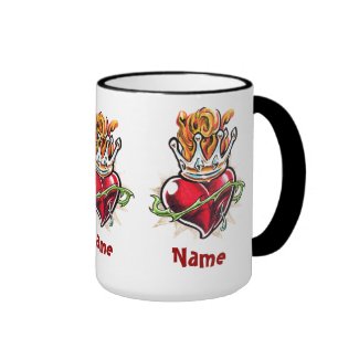 Cool Heart with Crown and name tattoo mug