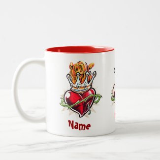 Cool Heart with Crown and name tattoo mug