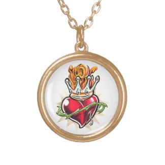 Cool Heart with Crown tattoo necklace