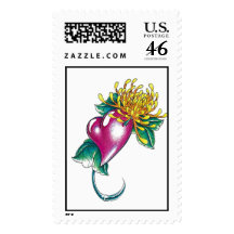 Cool Heart with Yellow Flower tattoo Stamps