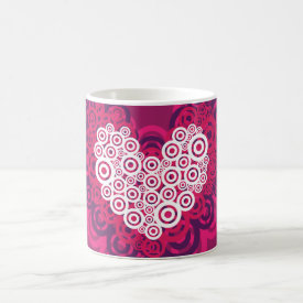 Cool Hearts Circle Pattern Hot Pink Purple Mug