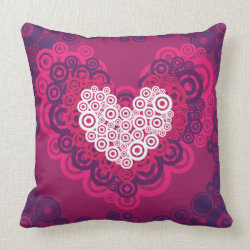 Cool Hearts Circle Pattern Hot Pink Purple Pillows