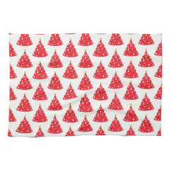 Cool Holiday Red Christmas Tree Pattern Xmas Kitchen Towel