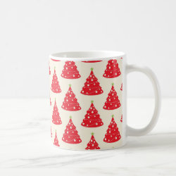 Cool Holiday Red Christmas Tree Pattern Xmas Mug