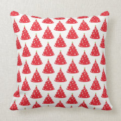 Cool Holiday Red Christmas Tree Pattern Xmas Throw Pillow