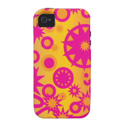 Cool Hot Pink Orange Girly Stars Circles Pattern Case-Mate iPhone 4 Cover