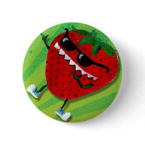 artsprojekt, cute strawberry, cartoon strawberry, cool strawberry, cartoon fruit, cute fruit, cute cartoon strawberry, cool sunglasses, cartoon, strawberry, fruit, false fruit, cool, Button with custom graphic design