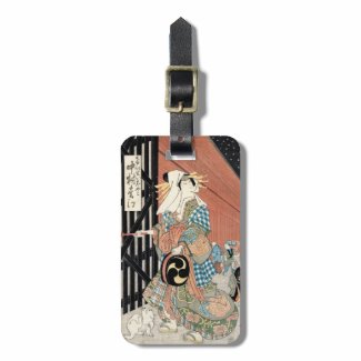 Cool japaese ukiyo-e vintage classic geisha lady tags for luggage