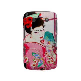 Cool japanese beauty Lady Geisha pink Fan art Blackberry Bold Case