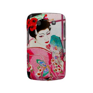 Cool japanese beauty Lady Geisha pink Fan art Blackberry Bold Case