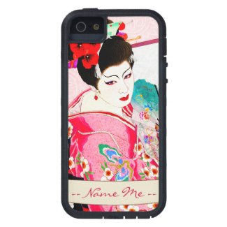 Cool japanese beauty Lady Geisha pink Fan art iPhone 5 Cases