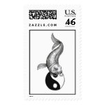 Cool Japanese Black White Koi Fish Yin Yang Postage Stamp