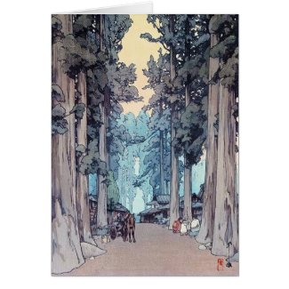 Cool japanese classic Hiroshi Tada forest painting Greeting Card