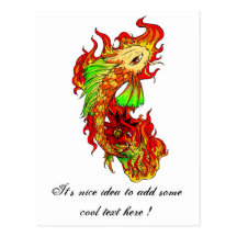 Cool Japanese Cute Koi Carp Fish Flame tattoo Post Cards