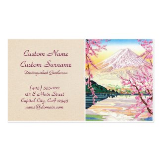 Cool japanese Fuji spring pink cherry tree lake Business Card Templates