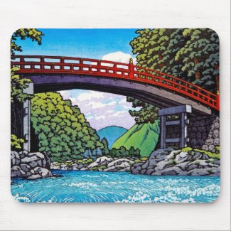 Cool japanese great forest bridge river waterscape mouse pads