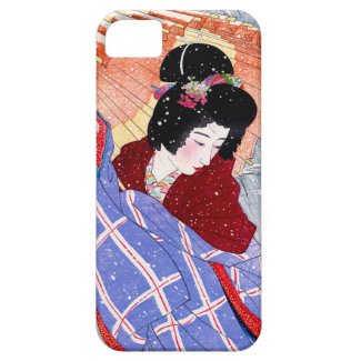 Cool japanese lady geisha umbrella snow winter iPhone 5 cases