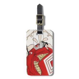 Cool japanese legendary hero samurai warrior art tag for bags