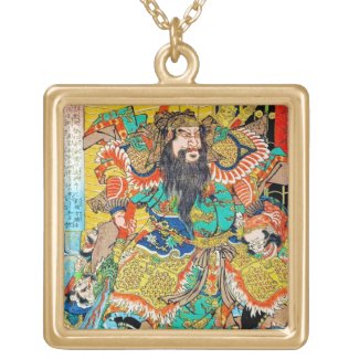 Cool japanese Legendary Hero Warrior Naginata art Pendants