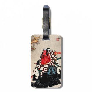 Cool japanese legendary hero warrior samurai art bag tags