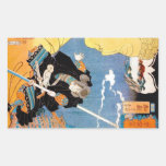 Cool japanese legendary hero warrior samurai art rectangular stickers