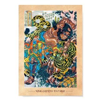 Cool japanese legendary warrior samurai tiger figh poster