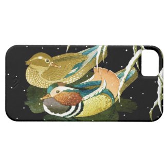 Cool japanese mandarina duck black pond snow iPhone 5 cases