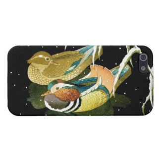 Cool japanese mandarina duck black pond snow iPhone 5 cases