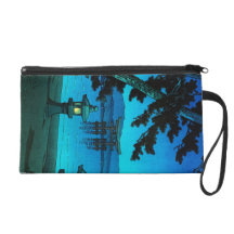 Cool japanese moonlit night gate sea hasui kawase wristlet purse