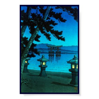 Cool japanese moonlit night gate sea hasui kawase posters