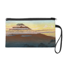 Cool japanese mountain fuji sunset clouds scenery wristlet clutches