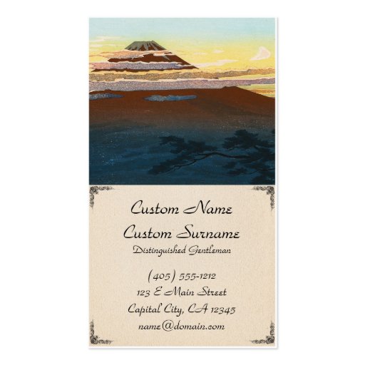 Cool japanese mountain fuji sunset clouds scenery business cards (front side)