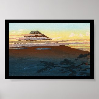 Cool japanese mountain fuji sunset clouds scenery poster