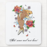 Cool Japanese Oriental Gold Koi Fish Carp Lotus Mouse Pads