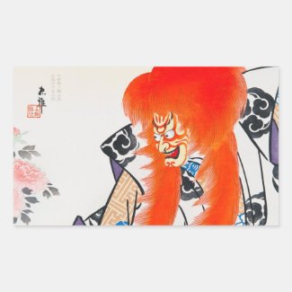 Cool japanese oriental tadamasa kabuki warrior art rectangle sticker