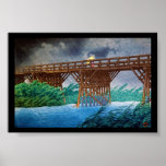 Cool japanese rain bridge river forest Kawase art Print