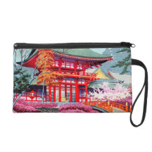 Cool japanese Red Temple Spring Asano Takeji Wristlet Clutches