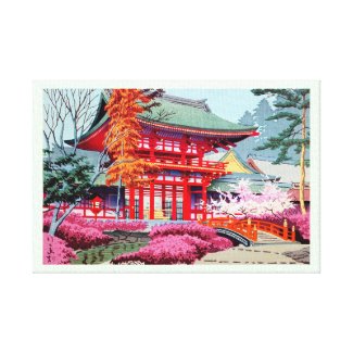 Cool japanese Red Temple Spring Asano Takeji Stretched Canvas Print