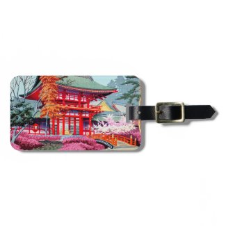 Cool japanese Red Temple Spring Asano Takeji Travel Bag Tags