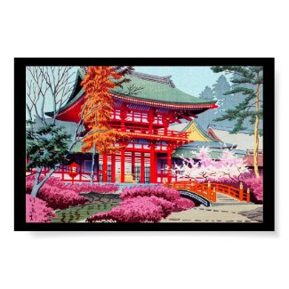 Cool japanese Red Temple Spring Asano Takeji Poster