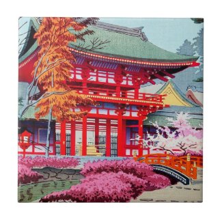 Cool japanese Red Temple Spring Asano Takeji Tile
